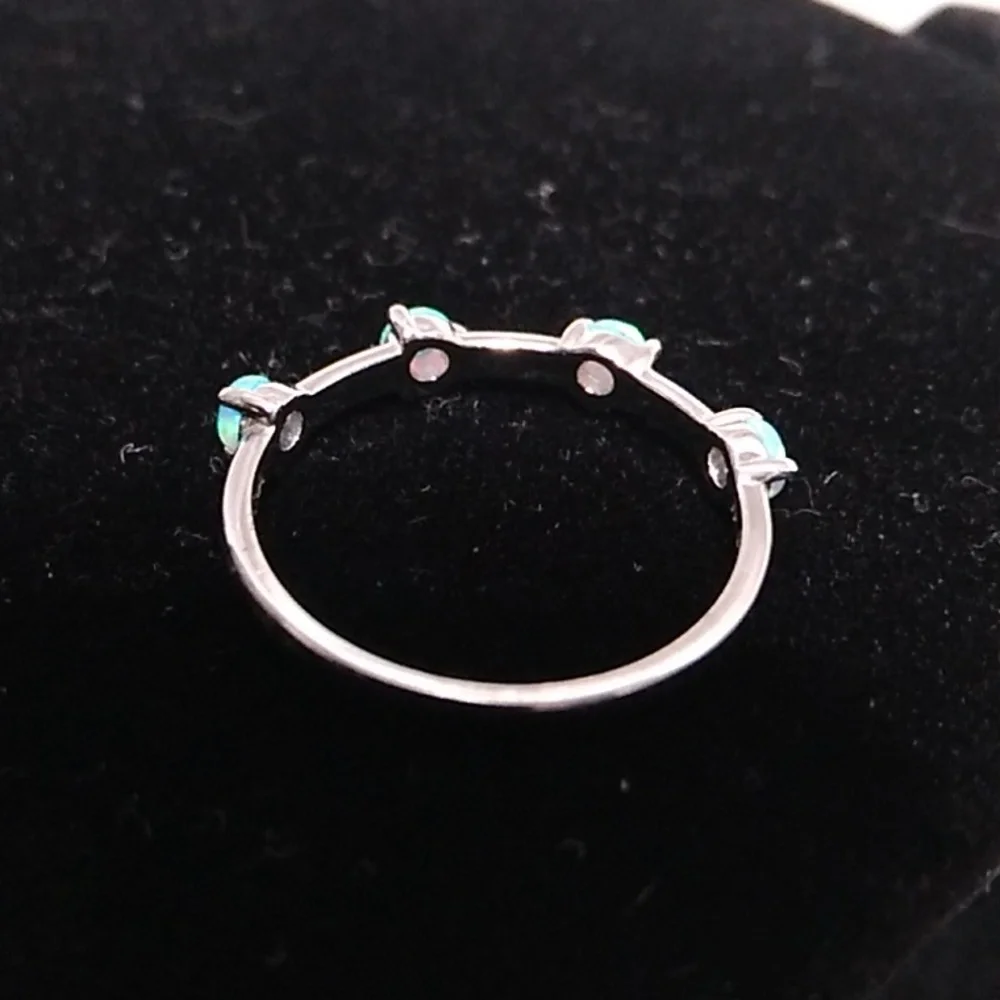 SALE! NWOT Dainty 925 Stamped Blue/Turquoise Pearl Color Ring 💍